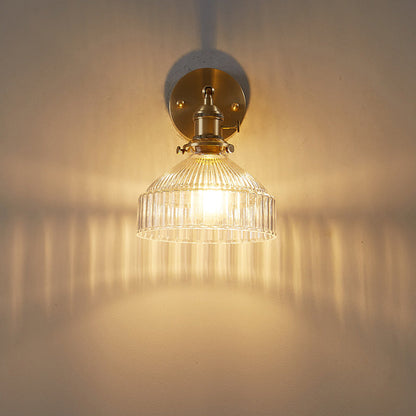 Luxury Gold Wall Sconce Lamp with Textured Glass Shade