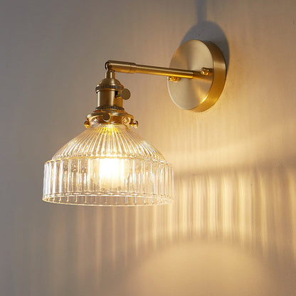 Luxury Gold Wall Sconce Lamp with Textured Glass Shade