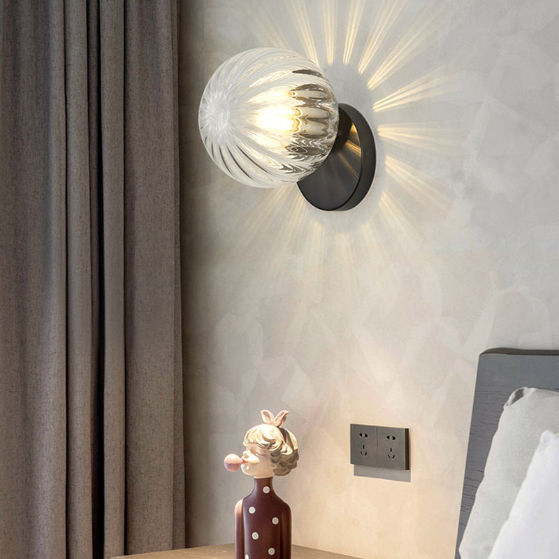 Elegant Simple Metal Wall Lamp with Glass Shade