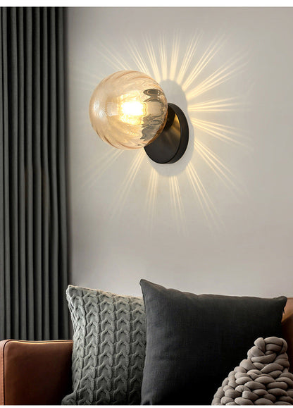 Elegant Simple Metal Wall Lamp with Glass Shade