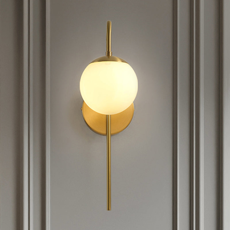 Round Glass Wall Light with Adjustable Gold Arm