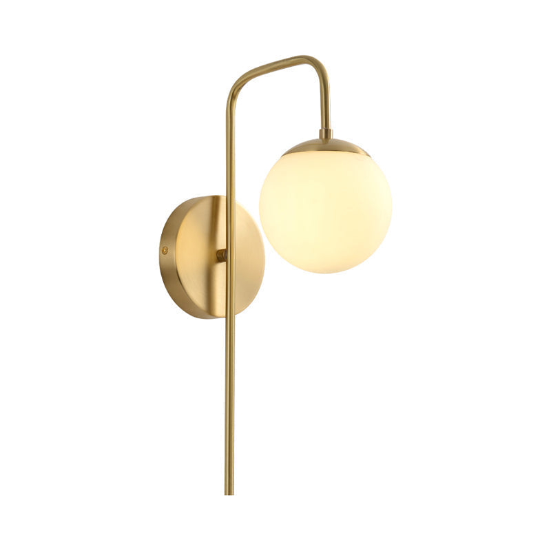 Round Glass Wall Light with Adjustable Gold Arm