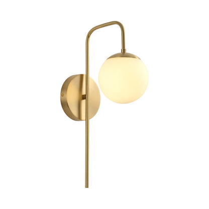 Round Glass Wall Light with Adjustable Gold Arm