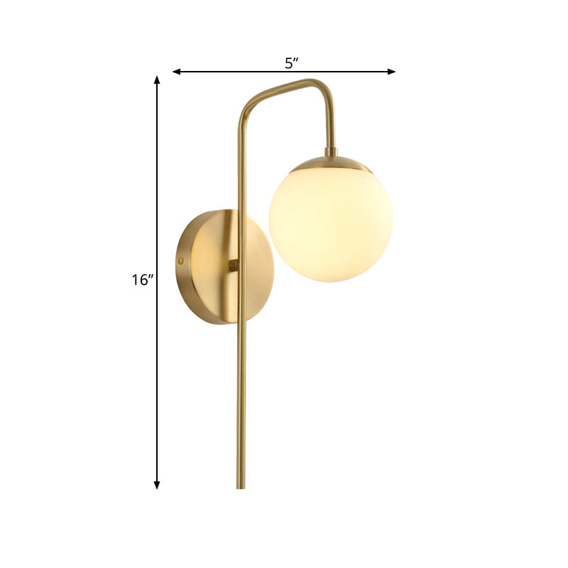 Round Glass Wall Light with Adjustable Gold Arm