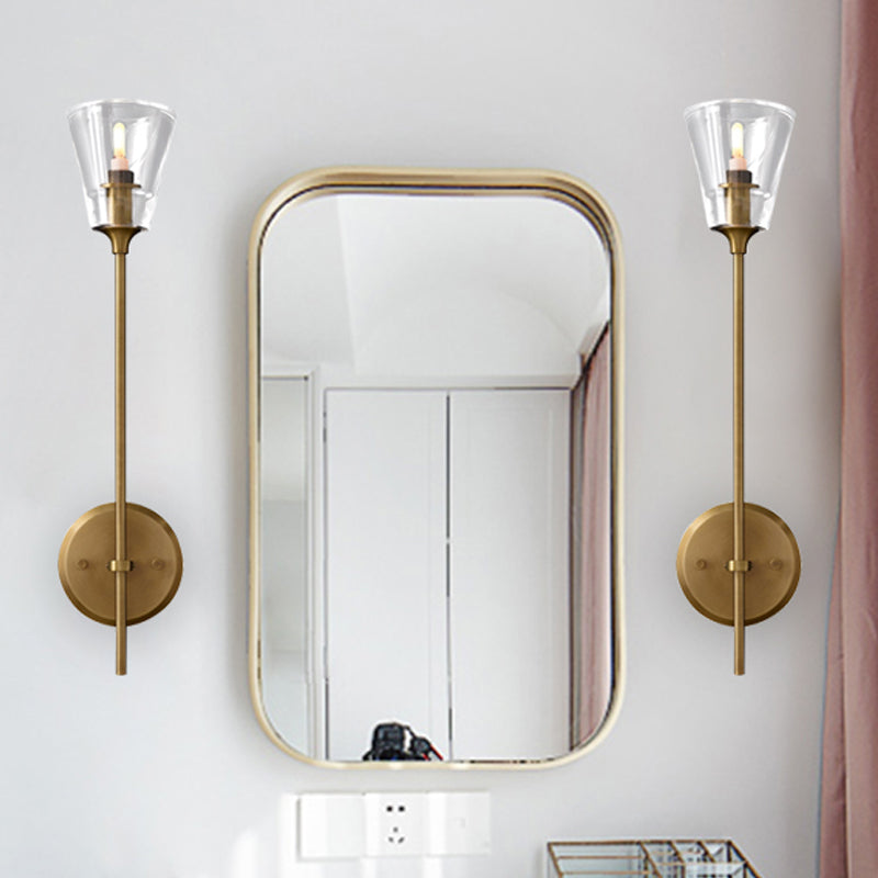 Metallic Wall Sconce Lamp with Clear Glass Shade