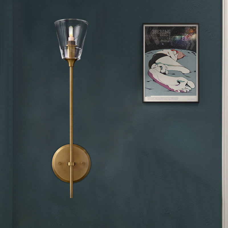 Metallic Wall Sconce Lamp with Clear Glass Shade