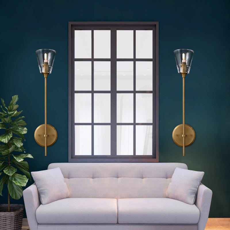 Metallic Wall Sconce Lamp with Clear Glass Shade