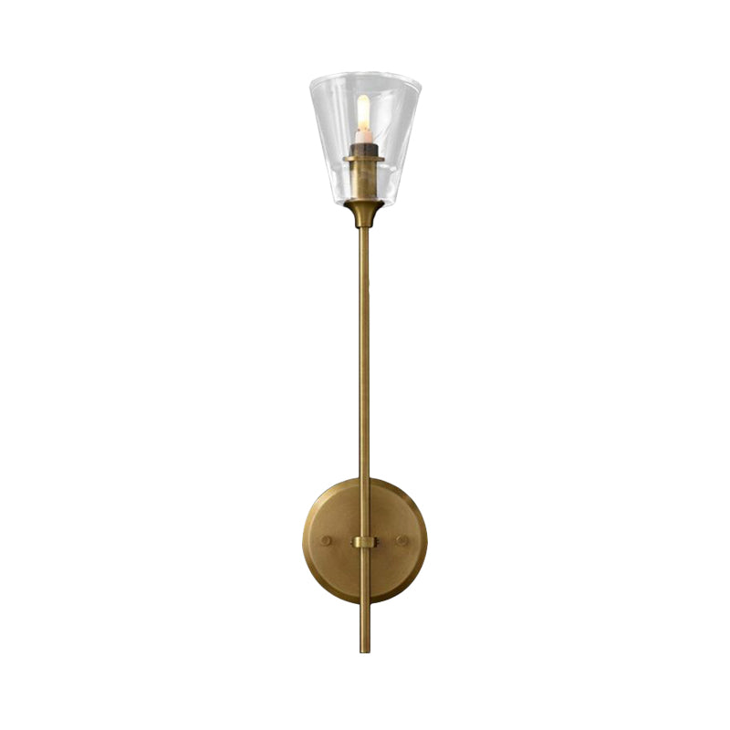 Metallic Wall Sconce Lamp with Clear Glass Shade