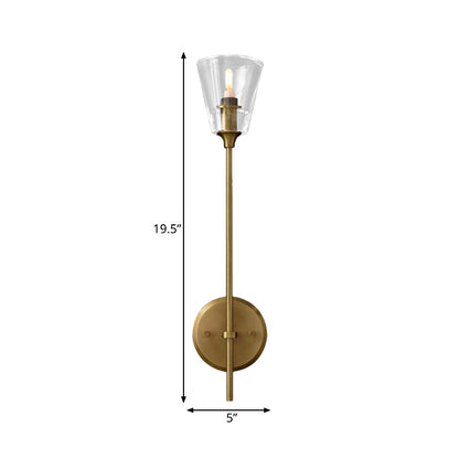 Metallic Wall Sconce Lamp with Clear Glass Shade