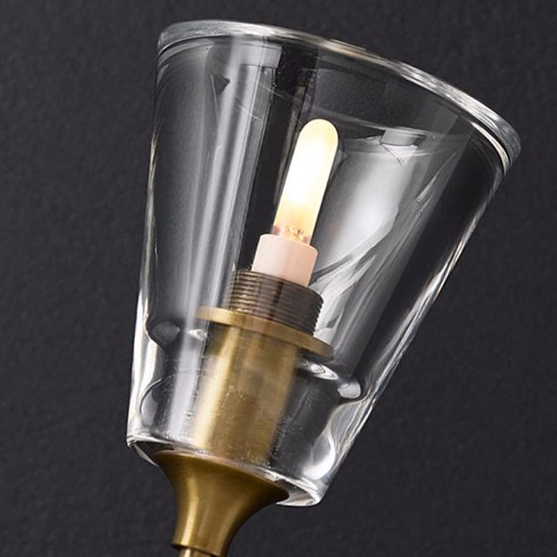 Metallic Wall Sconce Lamp with Clear Glass Shade