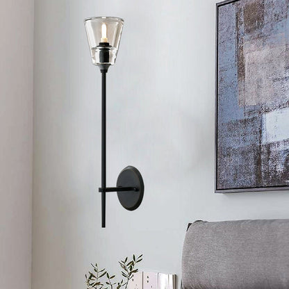 Metallic Wall Sconce Lamp with Clear Glass Shade - Cofik