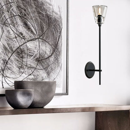 Metallic Wall Sconce Lamp with Clear Glass Shade