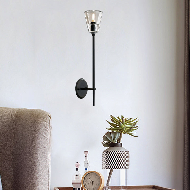 Metallic Wall Sconce Lamp with Clear Glass Shade