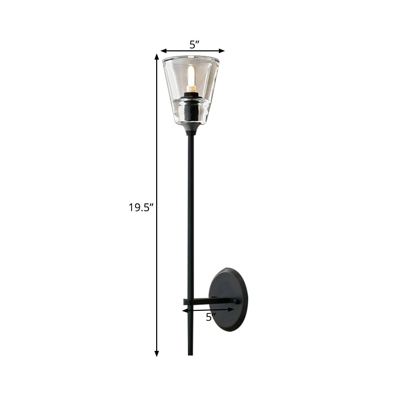 Metallic Wall Sconce Lamp with Clear Glass Shade