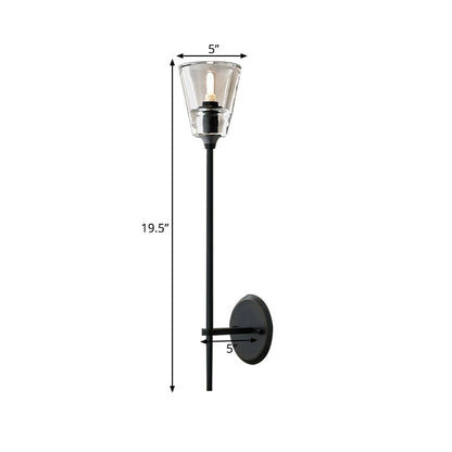 Metallic Wall Sconce Lamp with Clear Glass Shade