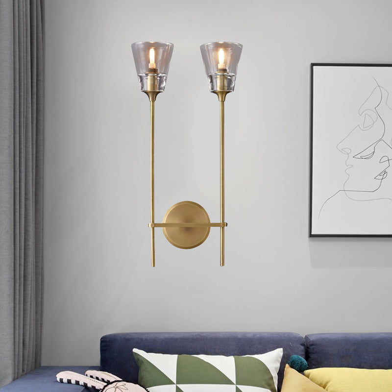 Metallic Wall Sconce Lamp with Clear Glass Shade