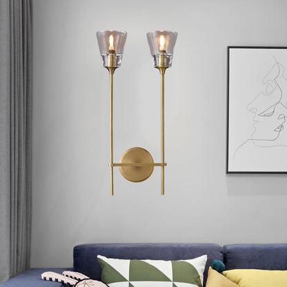 Metallic Wall Sconce Lamp with Clear Glass Shade