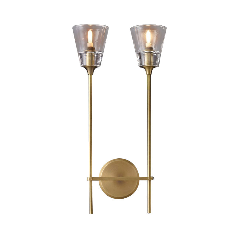 Metallic Wall Sconce Lamp with Clear Glass Shade