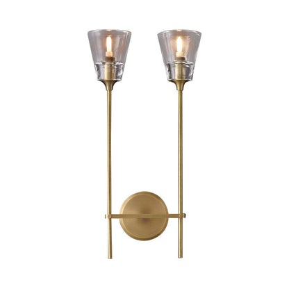 Metallic Wall Sconce Lamp with Clear Glass Shade