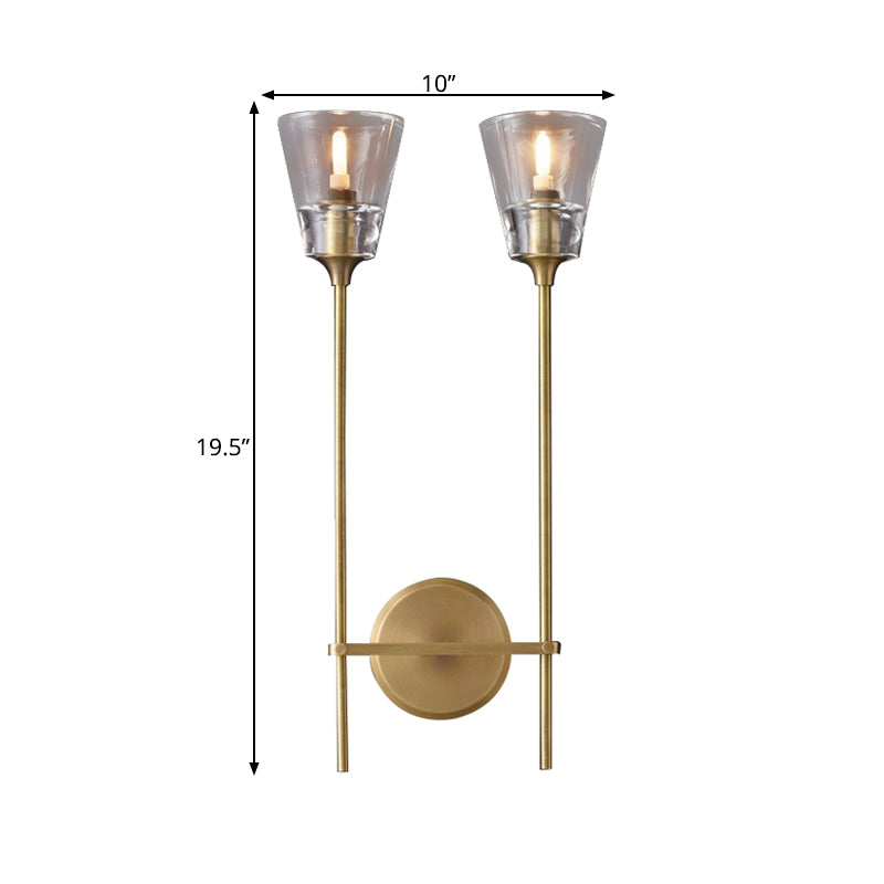 Metallic Wall Sconce Lamp with Clear Glass Shade