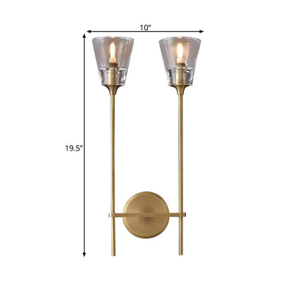 Metallic Wall Sconce Lamp with Clear Glass Shade