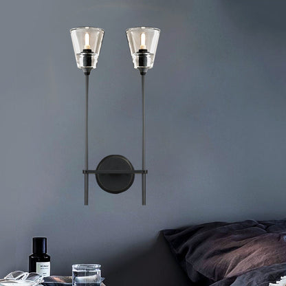 Metallic Wall Sconce Lamp with Clear Glass Shade