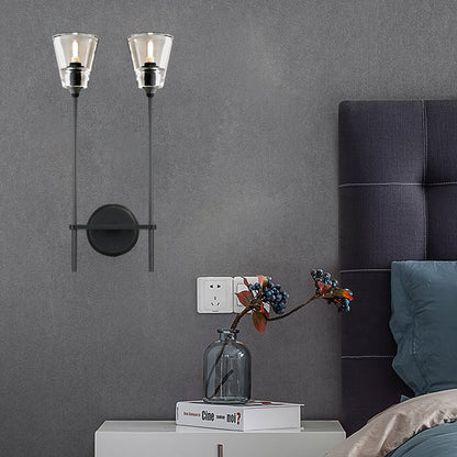 Metallic Wall Sconce Lamp with Clear Glass Shade