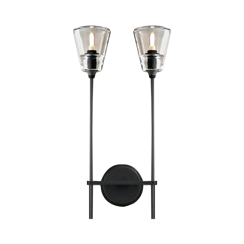Metallic Wall Sconce Lamp with Clear Glass Shade