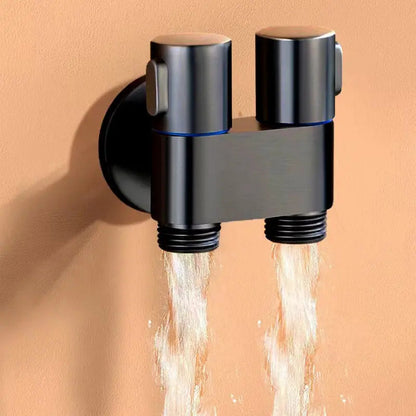 Premium Brass Double Valve in Matte Black Finish