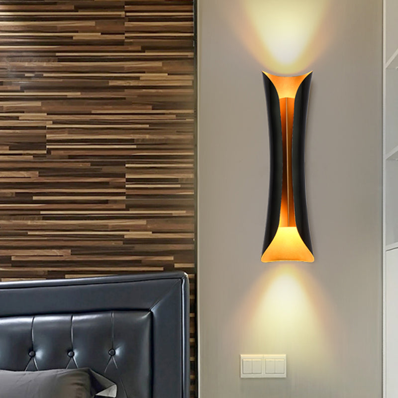 Contemporary Double Wall Lamp Adjustable Black Metal Sconce