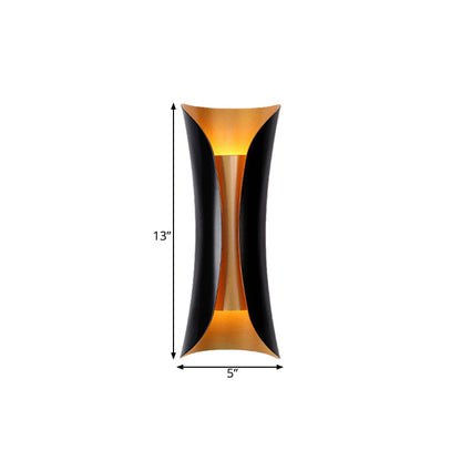 Contemporary Double Wall Lamp Adjustable Black Metal Sconce