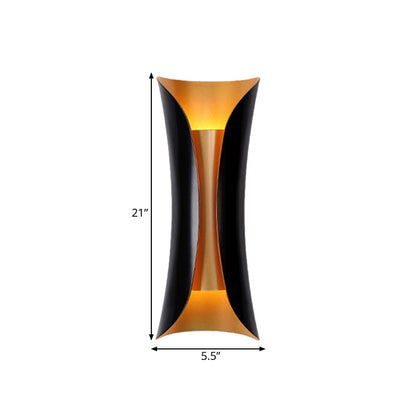 Contemporary Double Wall Lamp Adjustable Black Metal Sconce