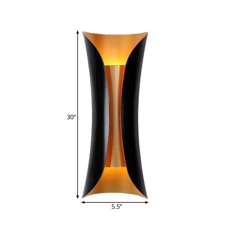 Contemporary Double Wall Lamp Adjustable Black Metal Sconce