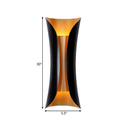 Contemporary Double Wall Lamp Adjustable Black Metal Sconce