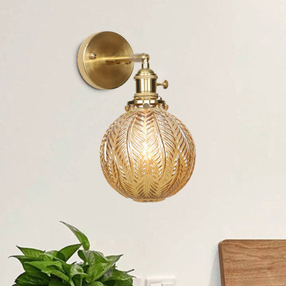 Modern Glass Globe Brass Wall Lamp
