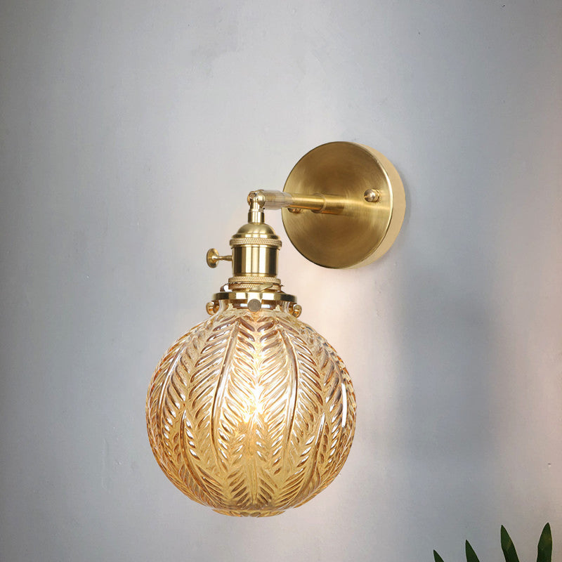 Modern Glass Globe Brass Wall Lamp