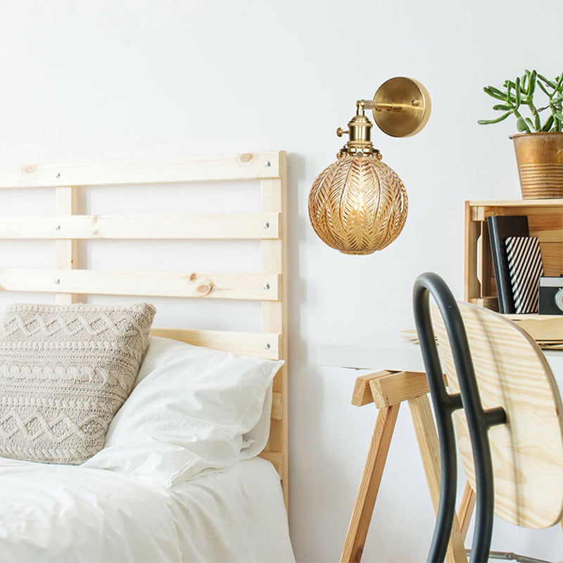 Modern Glass Globe Brass Wall Lamp