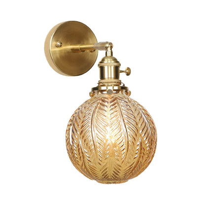 Modern Glass Globe Brass Wall Lamp
