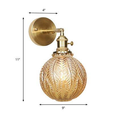 Modern Glass Globe Brass Wall Lamp