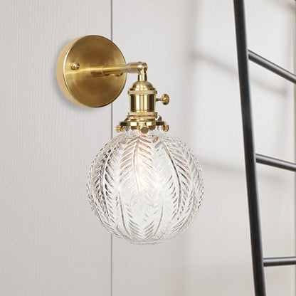 Modern Glass Globe Brass Wall Lamp