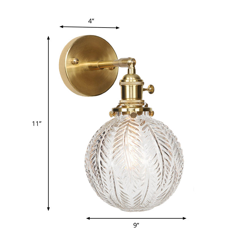Modern Glass Globe Brass Wall Lamp