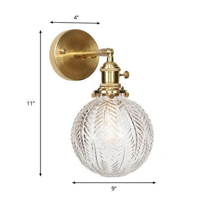 Modern Glass Globe Brass Wall Lamp