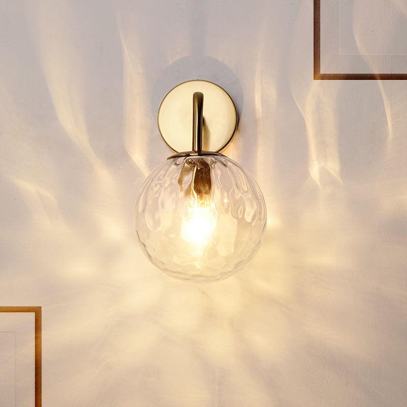 Simple Glass Globe Wall Light Gold Sconce with Arm - Cofik