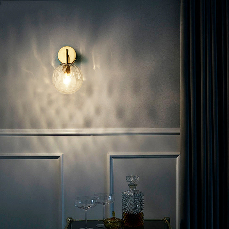 Simple Glass Globe Wall Light Gold Sconce with Arm