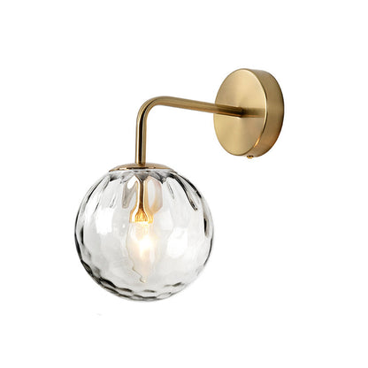 Simple Glass Globe Wall Light Gold Sconce with Arm