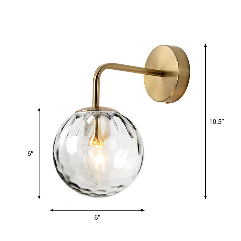Simple Glass Globe Wall Light Gold Sconce with Arm