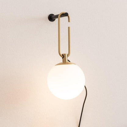 Simple White Glass Sconce Wall Light with Gold Accent
