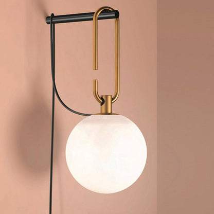 Simple White Glass Sconce Wall Light with Gold Accent - Cofik