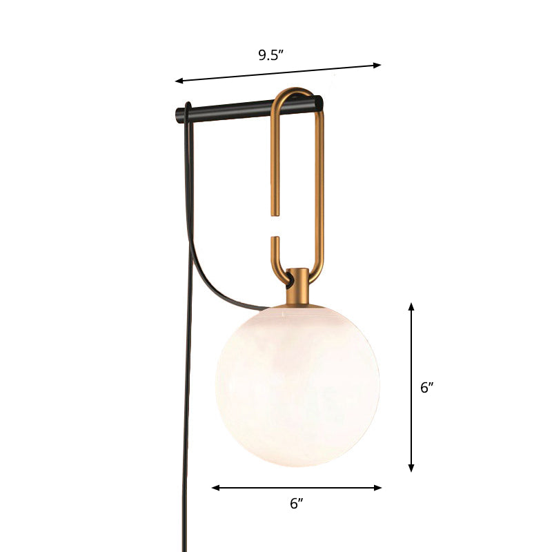 Simple White Glass Sconce Wall Light with Gold Accent