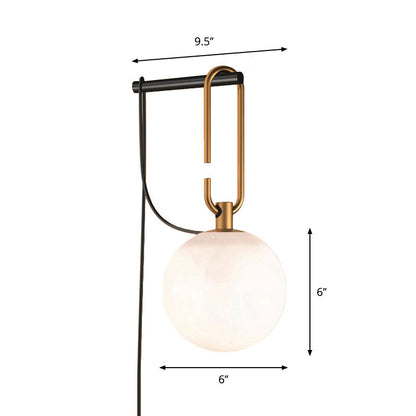 Simple White Glass Sconce Wall Light with Gold Accent